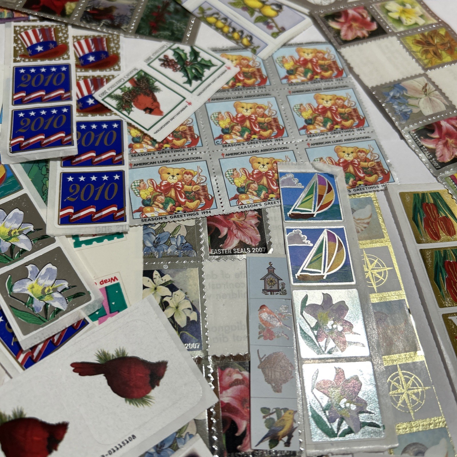 Huge Lot Easter Seals, WWF,   Stickers Stamps, Birds Flowers, Panda, Mini, Mail