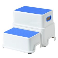 2 Step Stool for Kids Blue Anti-Slip Sturdy Toddler Toilet Potty Training