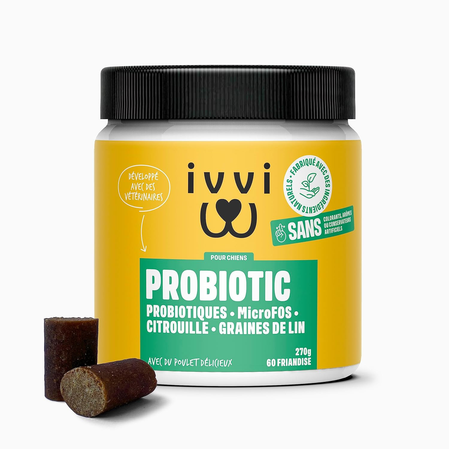 Probiotique pour chien Ivvi soin digestif et flore intestinale 60 gélules