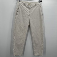 Eileen Fisher Pants Womens 6 Beige Organic Cotton Hemp Cropped Tapered Pockets