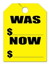 50 Pack Was/Now Price Mirror Hang Tags For Car Sales Auto Dealership Yellow