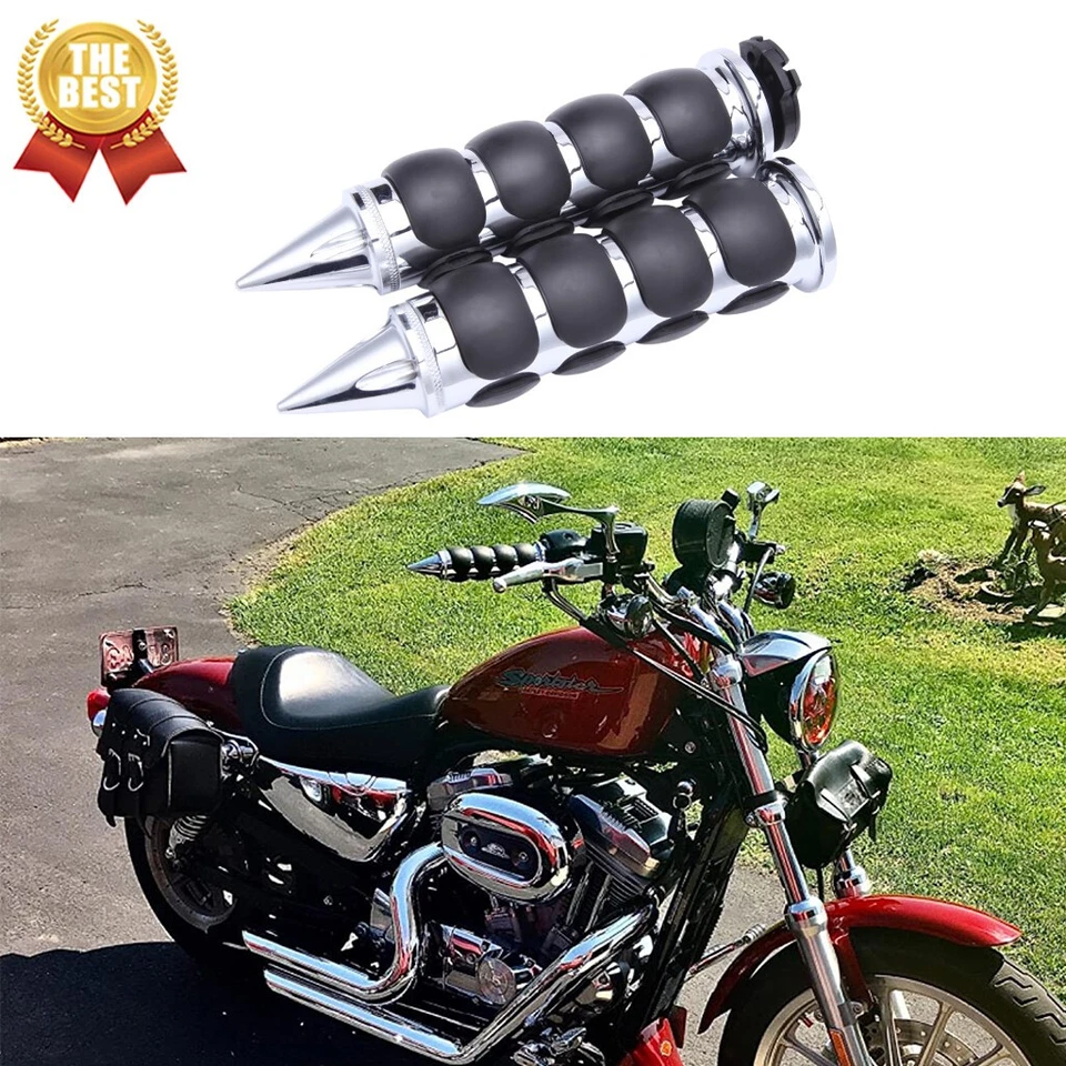 Motorcycle 7/8" 22mm Handle Bar Grips Chrome For Honda Suzuki Yamaha Kawasaki US - Image 2 of 4