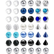 Piercing Ersatzkugeln 14G Edelstahl Acryl Schmuck Zungen Brustwarzen Piercing...