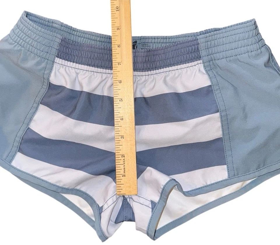 Pantalones cortos de playa RVCA para mujer Y2K talla 4/27 azul a rayas tiro bajo Foto 4 de 4