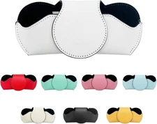 Sunglasses Holder for Car Visor, Leather Magnetic Visor Glasses -White