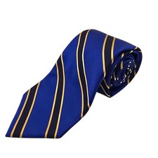 Vtg Brooks Brothers Makers Mens Rep Necktie Silk Stripe Blue Gold Made in USA