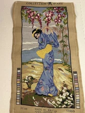 Vintage Collection d'Art Tapestry Geisha Completed  Tapestry Needlepoint