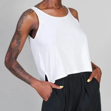 Jungmaven Cropped Tank Top Shirt Size Medium Hemp Cotton Washed White NWT