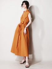 Womens White Orange Belt Loose Casual Slim Fit Lapel Collar French Shirt Dress