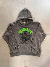 Men s Gray Pullover Hoodie Large Green Spider...