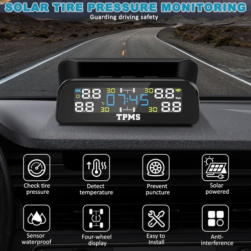 Solar TPMS Tyre Pressure Monitoring System LCD 6 Alarm Modes Car RV Waterproof - Picture 5 of 10