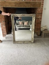 Baroque Style Wall Mounted Mirror 117cm x 90cm Large Silver