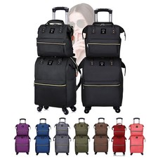 2 Piece Duffle Bag W4 Smooth Wheels Underseat Carry On Luggage Travel Suitcases