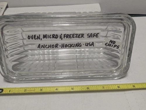 Anchor Hocking 1932 Vintage Design Ribbed 8.5x4.5 Refrigerator Dish With Lid