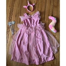 Unicorn Costume: Dress, Headband, Rainbow Tail, Wands. Cosplay Halloween.