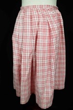 Vintage 1960's French Red  White Plaid Cotton Skirt Size Small Excellent Cond