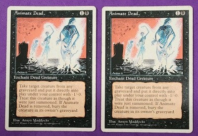 MTG Magic The Gathering - Animate Dead x2 - 4th Edition MP