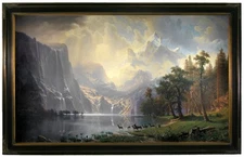 Bierstadt Among The Sierra Nevada Blue Wood Framed Canvas Print Repro 19x32