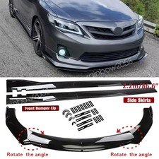 For Toyota Corolla 09-13 Glossy Front Bumper Lip Splitter Body Kit Side Skirts