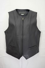 Seventh Avenue Black Leather Front Vest With Pockets Size XL Bikercore Western