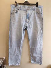 Wrangler Mens Jeans 40x30 Light Blue Straight Leg Denim Made Nicaragua 97FXVVB 