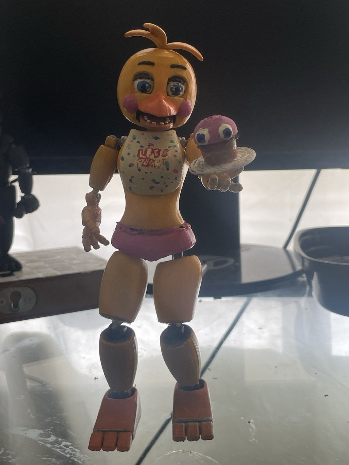 Handmade Five Nights at Freddy’s toy Chica Figure w/ Cupcake Accessory