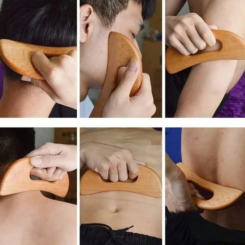 Tabla de raspar Gua Sha de madera - Masaje corporal Guasha herramienta de terapia para relajación Foto 2 de 3