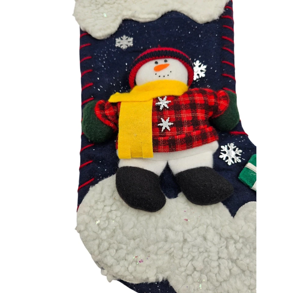 Avon Country Holiday Christmas Stocking Snowman Plush Snow Presents - Image 2 of 3