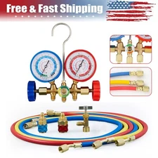 A/C Refrigerant Gauge Kit AC Manifold Dual Gauge 3 Fit For R502 R134a R12 R22