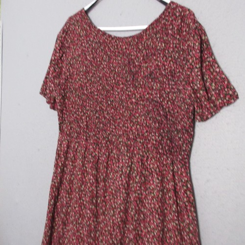 Vintage Connected Apparel Dress Plus 18 Red Floral Cottage Core Smocked Prairie - Picture 8 of 9
