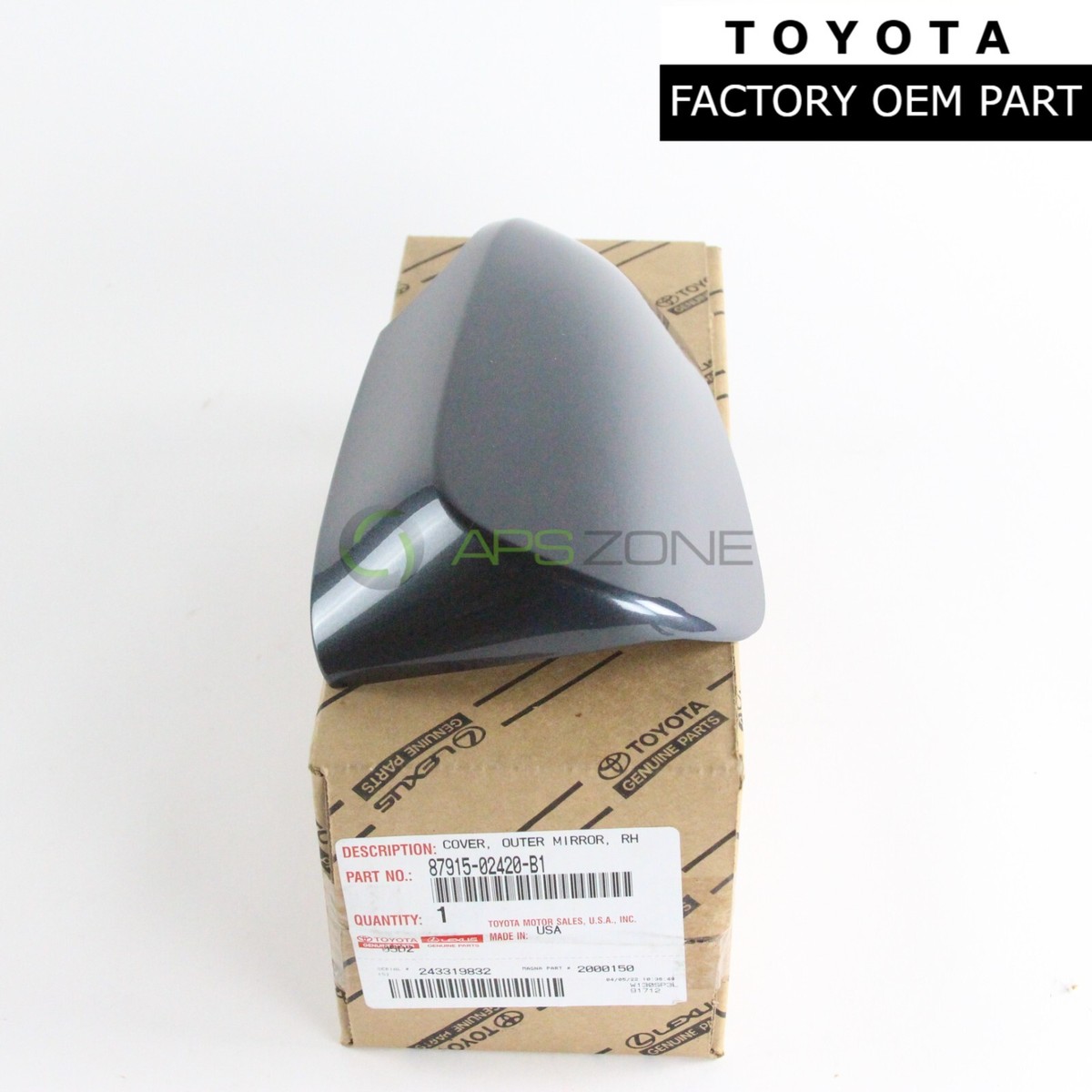 GENUINE TOYOTA COROLLA 2014-2019 OUTER RIGHT MIRROR COVER OEM 