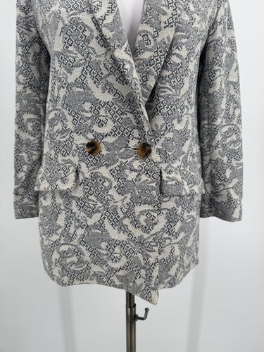 Giacca blazer doppiopetto Maison Kitsune donna blu avorio stampa maglia - Foto 5 di 8