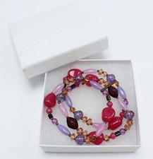 New Multi Row Czech Glass Bead Stretch Bracelet in Gift Box GB3