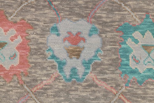 8x10 Gray Colorful Soft Quality Hand-Knotted Angora Wool Oushak Rug - Picture 8 of 21