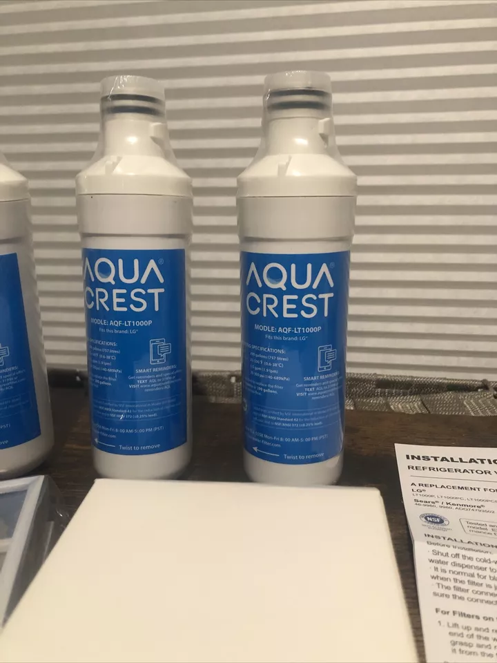 Refrigerator Water Filter Aquacrest AQF-LT1000P 3 Pack/3 Filters Fits Lg - Image 2 of 4