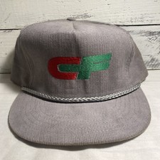 Vintage CF Consolidated Freightways Grey Corduroy Trucker Snapback Hat USA Made
