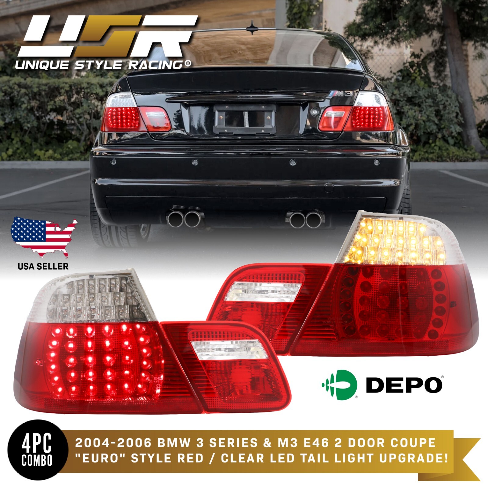 DEPO Red/clear LED OEM Replacement Tail Light Lamp for 2004-06 BMW 