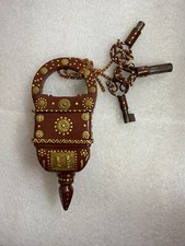 Zamek Vintage Rzadki Metal Żelazo Kwadratowe Trudne Puzzle Malowane drzwi z 3
