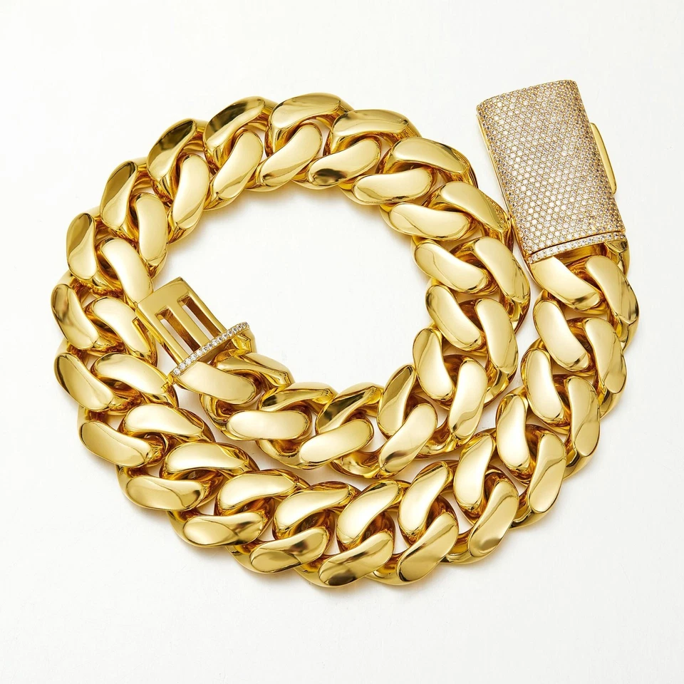 8-22 мм из нержавеющей стали 18K GP Miami хип-хоп кубинский цепочка ожерелье или браслет - Изображение 2 из 4