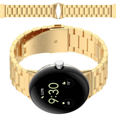 Edelstahl Armband für Google Pixel Watch 3/4 45 mm Bizon Uhrarmbänd Uhrbänd Gold