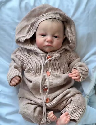Reborn Baby Puppe Levi Awake Newborn Baby, 19'' Handarbeit Newborn Puppe Weihnachtsgeschenk