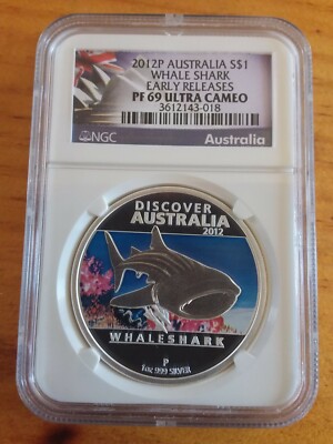 RARE 2012 AUSTRALIA WHALE SHARK PF69 NGC .999 Silver OZ Ultra