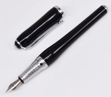 Duke Metal Black Medium Nib Fountain Pen Luxurious Looking Office Gift Ink Pen