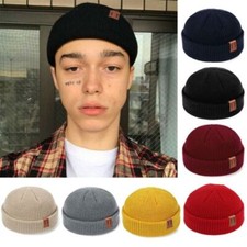 Hot Mini Fisherman Beanie Hat Winter Warm Knitted Ribbed Docker Skull Cap Women