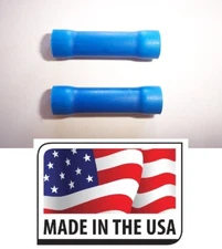 (100) BUTT CONNECTOR BLUE VINYL 16-14 ELECTRICAL WIRE TERMINAL CRIMP MADE IN USA