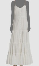 500 Veronica Beard Women's White Eyelet Sleeveless V-Neck Sundress Size S