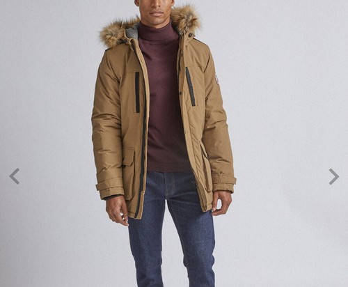 Burton Menswear Camel Faux Fur-trimmed 