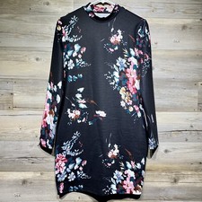 Shein Women’s Size Large Black Floral Long Sleeve Form-Fitting Mini Dress