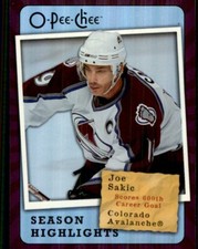 2007-08 O-Pee-Chee Season Highlights Joe Sakic Colorado Avalanche #SH5