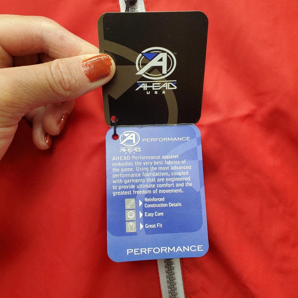 Ahead Waterproof Jacket Mens Large Red Zip Pockets Full Zipper Golf Performance - Image 4 of 4